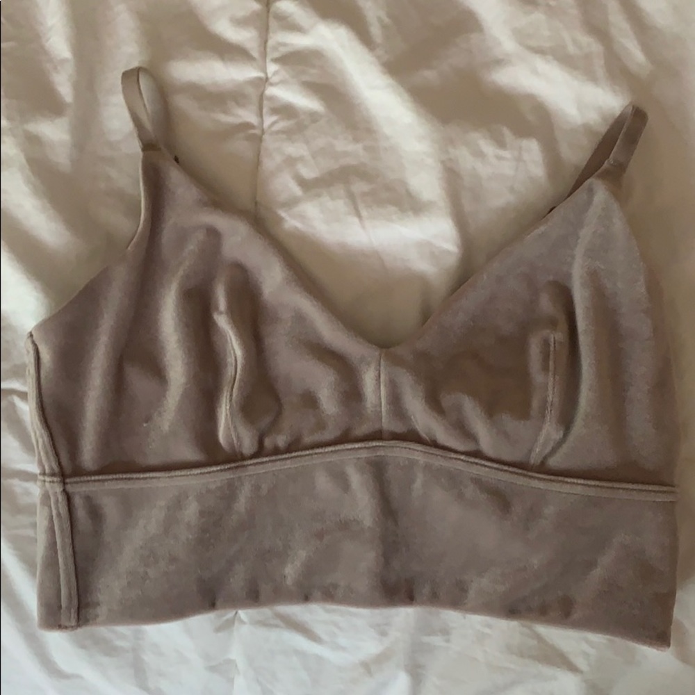 Lavender colored velvet bralette